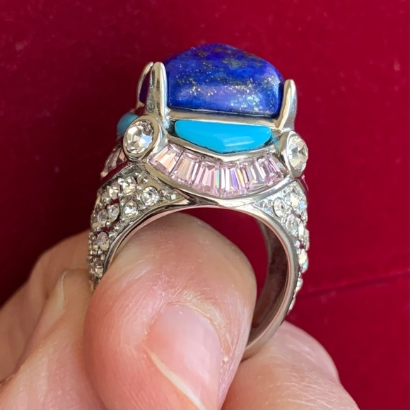 NWT Lapis Lazuli, Turquoise, Pink Zirconia, & White CZ Ring - Picture 12 of 15